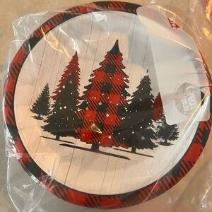 Festive Plaid Christmas Tree Plates and napkins